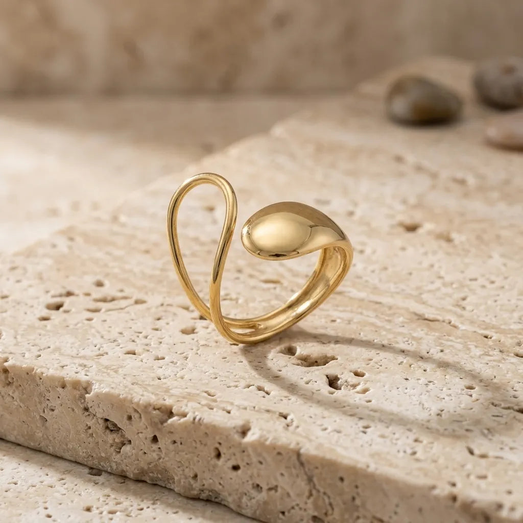 Marvel Silver Gold Plated Abstract Adjustable Ring for Women & Girls – Minimalist Open Finger Ring