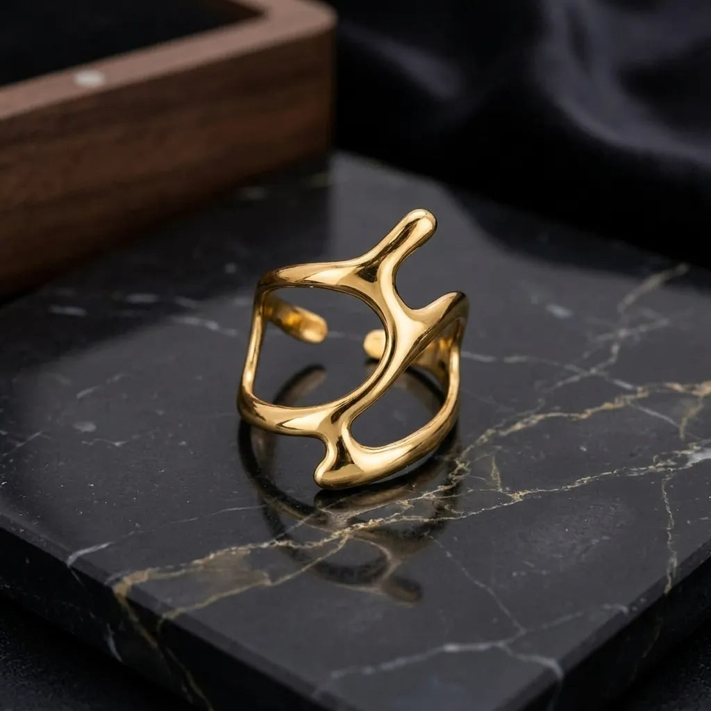 Marvel Silver Gold Plated Abstract Open Adjustable Statement Ring for Women & Girls – Modern Fashion Finger Ring