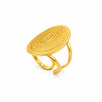 Marvel Silver Gold Plated Adjustable Boho Oval Disc Statement Ring for Women & Girls – Trendy Fashion Finger Ring
