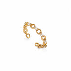 Marvel Silver gold plated adjustable chain link crystal ring for girls with baguette-cut stones and modern open design.