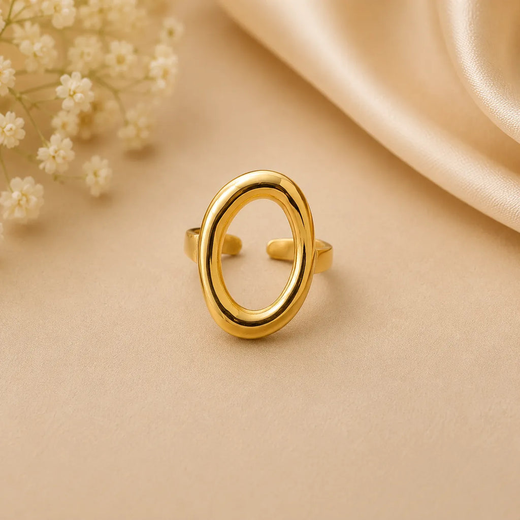 Marvel Silver Gold Plated Adjustable Geometric Open Statement Ring for Women & Girls – Minimalist Fashion Finger Ring
