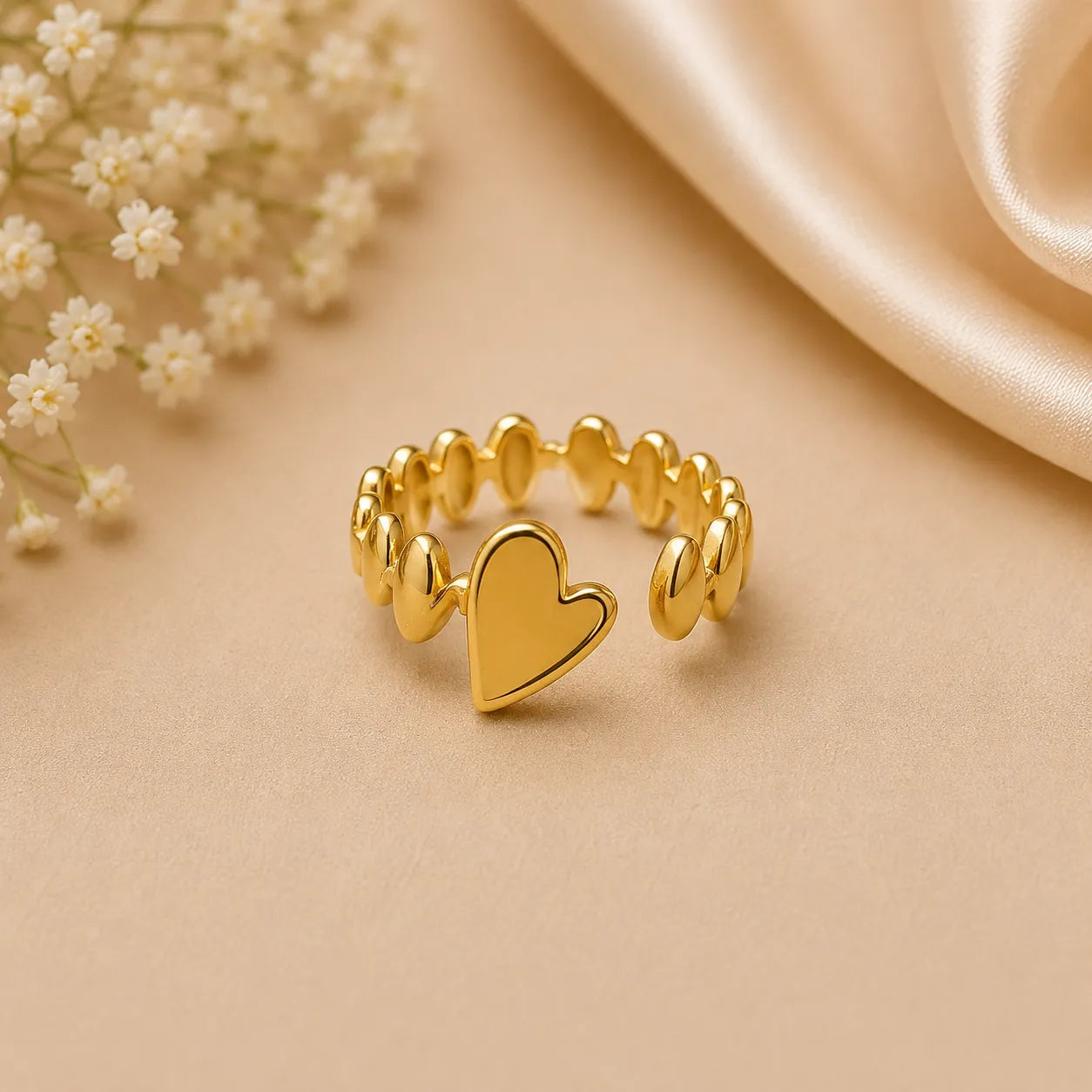 Marvel Silver Gold Plated Adjustable Heart Design Ring for Women & Girls – Trendy Fashion Finger Ring