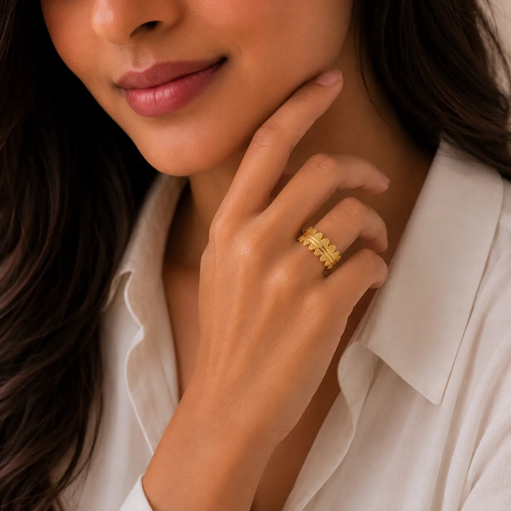 Marvel Silver Gold Plated Adjustable Leaf Wrap Ring for Women & Girls – Nature Inspired Statement Fashion Finger Ring