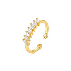 Marvel Silver gold plated adjustable marquise CZ imitation ring with sparkling crystal stones and heart-shaped open ends for women and girls.