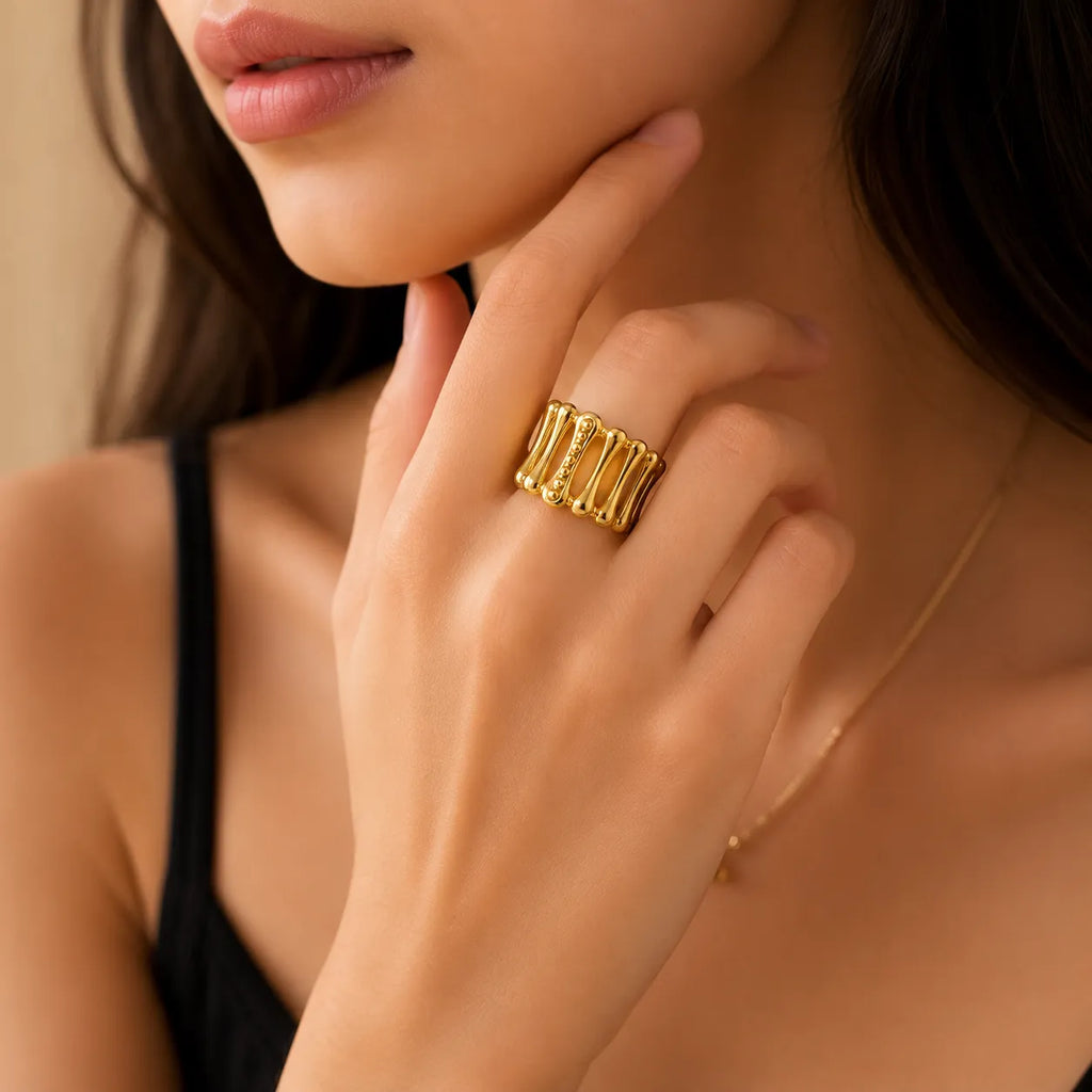 Marvel Silver Gold Plated Adjustable Multi-Band Statement Ring for Women and Girls – Trendy Fashion Finger Ring