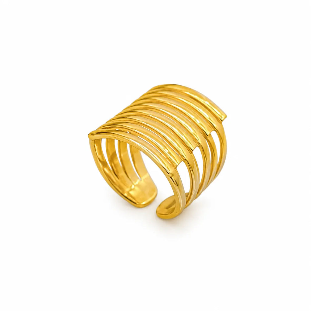 Marvel Silver Gold Plated Adjustable Multi-Layer Statement Ring for Women and Girls – Trendy Fashion Finger Ring