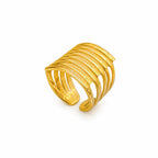 Marvel Silver Gold Plated Adjustable Multi-Layer Statement Ring for Women and Girls – Trendy Fashion Finger Ring