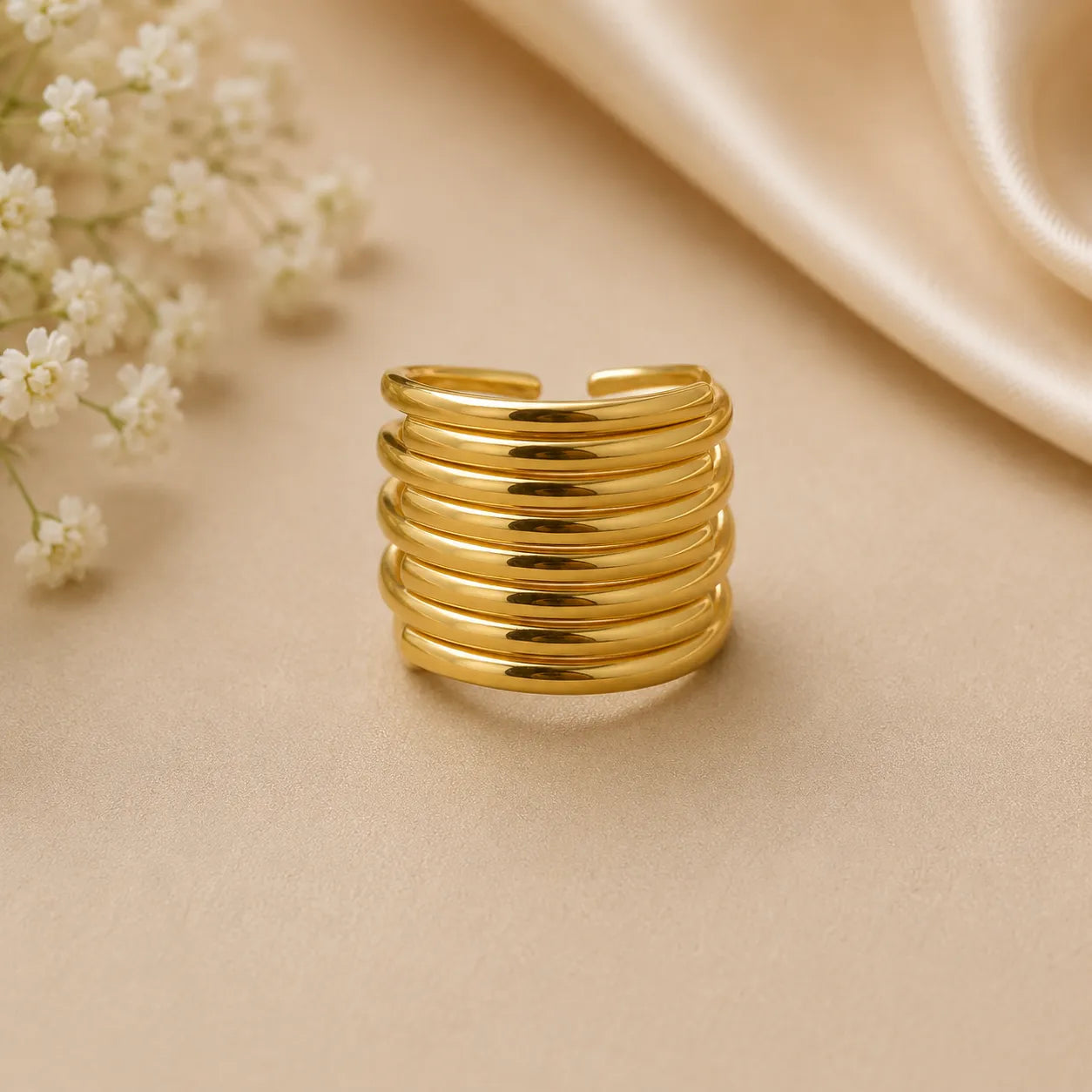 Marvel Silver Gold Plated Adjustable Multi-Layer Statement Ring for Women and Girls – Trendy Fashion Finger Ring