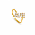 Marvel Silver gold plated adjustable butterfly crystal ring for girls featuring sparkling cubic zirconia stones in an elegant open-band design.