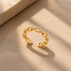 Marvel Silver gold plated adjustable chain link ring for girls featuring sparkling cubic zirconia stones in a modern open-band design.