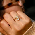 Marvel Silver gold plated adjustable clover imitation ring featuring sparkling cubic zirconia stones with a solitaire CZ accent for women and girls.