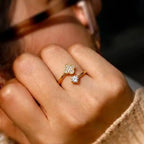 Marvel Silver gold plated adjustable clover imitation ring featuring sparkling cubic zirconia stones with a solitaire CZ accent for women and girls.