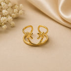 Marvel Silver Gold Plated Double Cross Adjustable Ring for Women and Girls – Modern Minimalist Fashion Ring