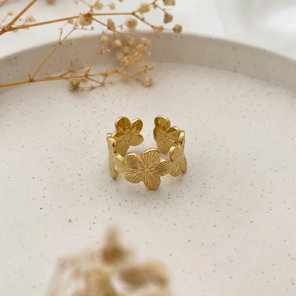 Marvel Silver Gold Plated Floral Adjustable Ring for Women & Girls – Elegant Flower Design Fashion Finger Ring