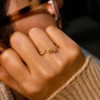 Marvel Silver gold plated adjustable floral imitation ring featuring sparkling CZ stone flower cluster design for women and girls.