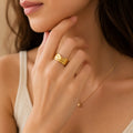 Marvel Silver Gold Plated Hammered Adjustable Statement Ring for Women and Girls – Modern Open Band Fashion Ring