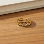 Marvel Silver gold plated adjustable heart crystal ring for girls with elegant open heart design and sparkling stones.