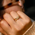 Marvel Silver gold plated adjustable knot imitation ring featuring sparkling cubic zirconia stones for women and girls.