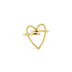 Marvel Silver Gold Plated Open Heart Adjustable Ring for Women and Girls with Textured Statement Design