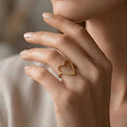 Marvel Silver Gold Plated Open Heart Adjustable Ring for Women and Girls with Textured Statement Design