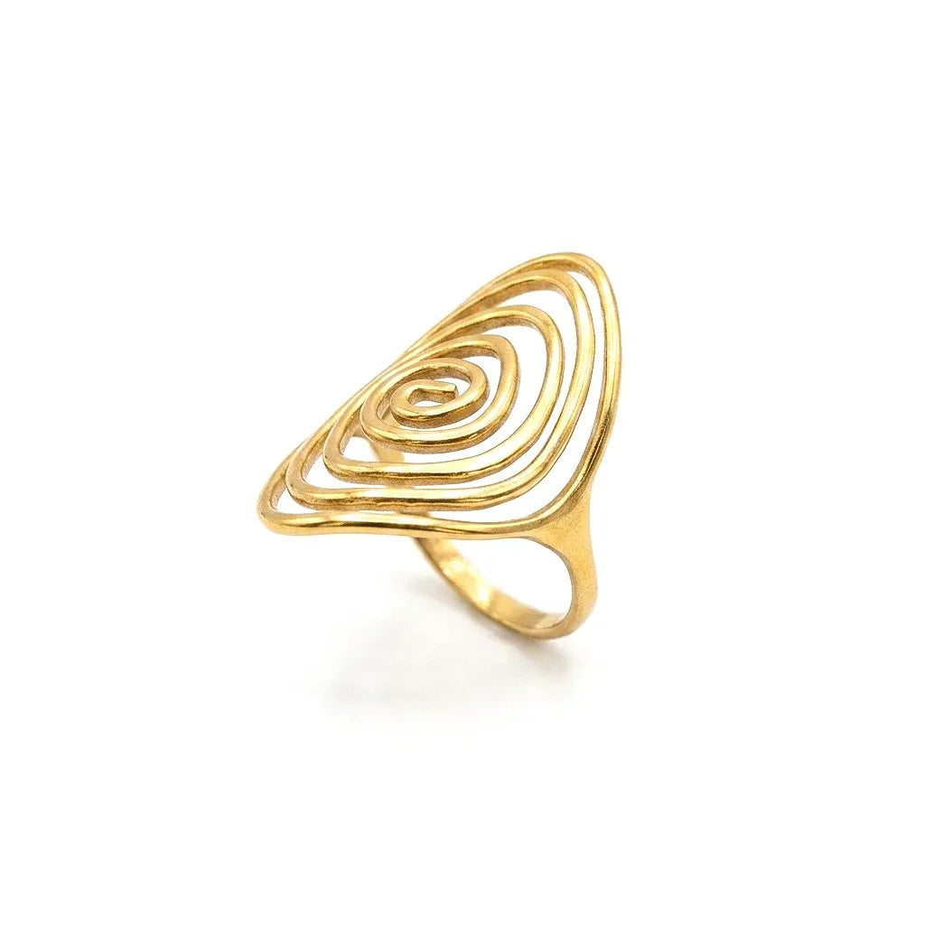 Marvel Silver Gold Plated Spiral Statement Ring for Women & Girls – Modern Geometric Fashion Finger Ring