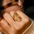 Marvel Silver Gold Plated Spiral Statement Ring for Women & Girls – Modern Geometric Fashion Finger Ring