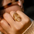 Marvel Silver Gold Plated Spiral Statement Ring for Women & Girls – Modern Geometric Fashion Finger Ring