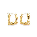 Marvel Silver gold plated square geometric hoop imitation earrings for women with modern designer finish.