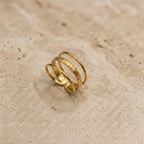 Marvel Silver Gold Plated Triple Band Adjustable Ring for Women & Girls – Layered Minimalist Fashion Finger Ring