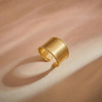 Marvel Silver Gold Plated Wide Band Adjustable Ring for Women & Girls – Minimalist Cuff Style Fashion Finger Ring