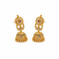 Gold polish multicolour stone traditional jhumka earrings for women by Marvel Silver