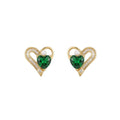 Marvel Silver Green Heart Crystal Pearl Gold Plated Imitation Stud Earrings for Women with Zircon Stones