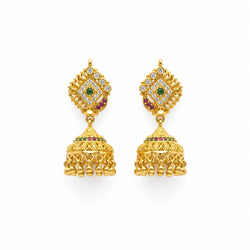 Green Stone Traditional Jhumka Earrings for Women