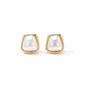 Marvel Silver Iridescent Pearl Square Gold Plated Imitation Stud Earrings for Women – Minimalist Fashion Jewelry