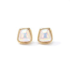 Marvel Silver Iridescent Pearl Square Gold Plated Imitation Stud Earrings for Women – Minimalist Fashion Jewelry