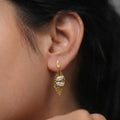 Elegant Gold Leaf CZ Drop Earrings with Marquise Stones for Women by Marvel Silver