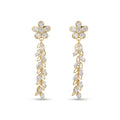 Floral CZ Leaf Gold Finish Drop Earrings for Women by Marvel Silver