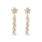 Floral CZ Leaf Gold Finish Drop Earrings for Women by Marvel Silver