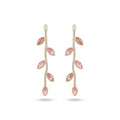 Pink CZ Leaf Vine Gold Finish Drop Earrings for Women by Marvel Silver