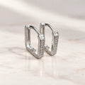 Marvel Silver Luminous Edge Stone Silver Hoop Earrings with Sparkling Stone Design for Women