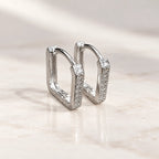 Marvel Silver Luminous Edge Stone Silver Hoop Earrings with Sparkling Stone Design for Women