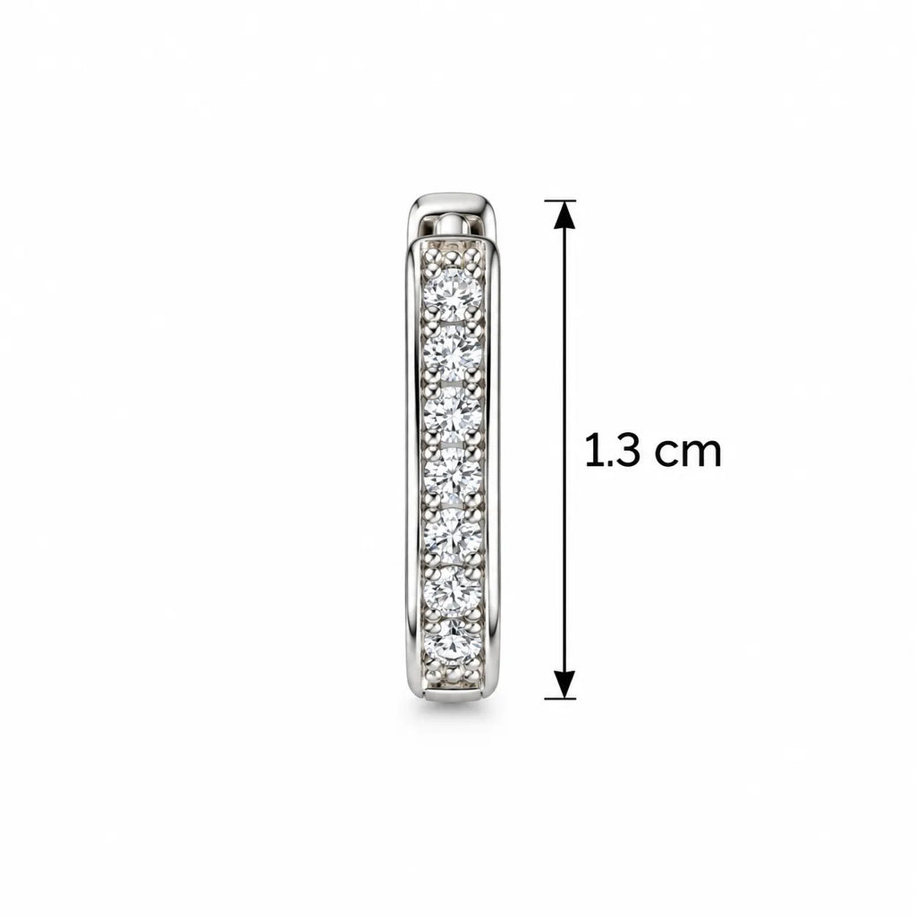 Marvel Silver Luminous Edge Stone Silver Hoop Earrings with Sparkling Stone Design for Women