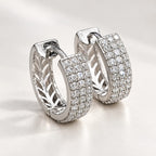 Marvel Silver Luxe Pavé Stone Silver Hoop Earrings with Sparkling Stone Design for Women