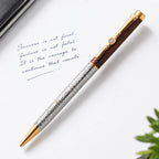 Marvel Silver luxury wooden finish gold and silver ballpoint pen with textured barrel