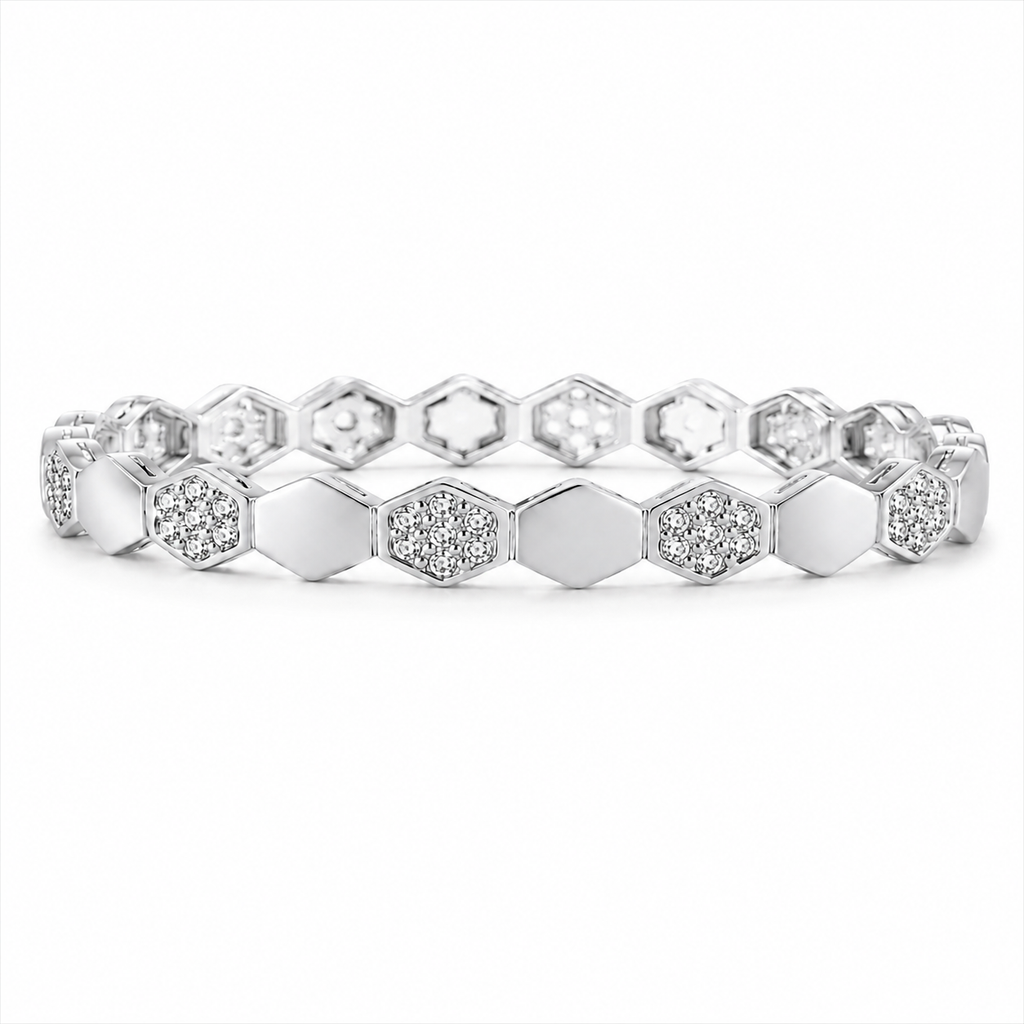 Marvel Silver Geometric Hexagonal Bangle
