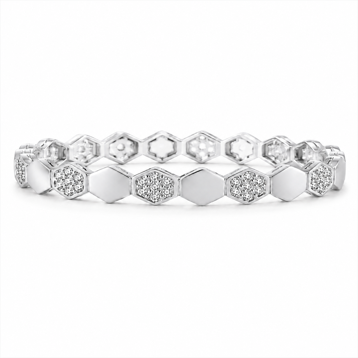 Marvel Silver Geometric Hexagonal Bangle