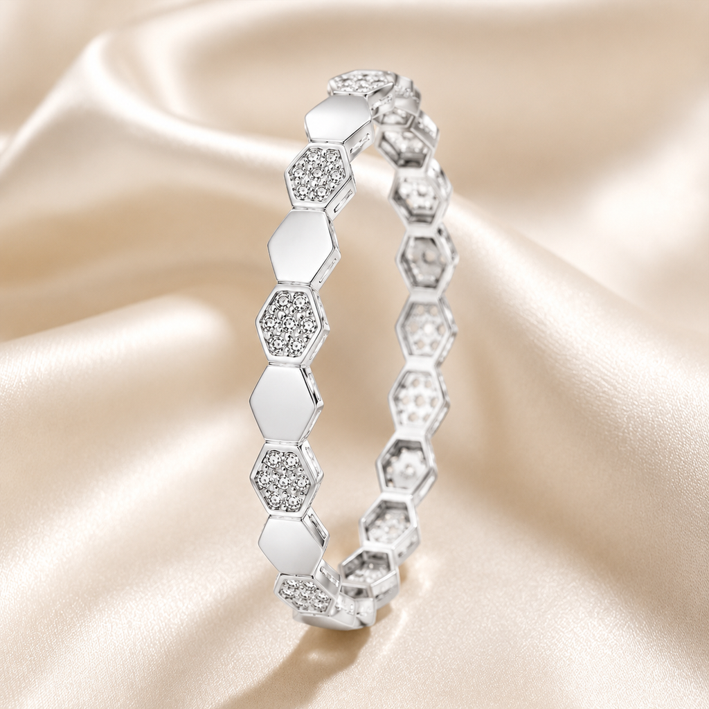 Marvel Silver Geometric Hexagonal Bangle