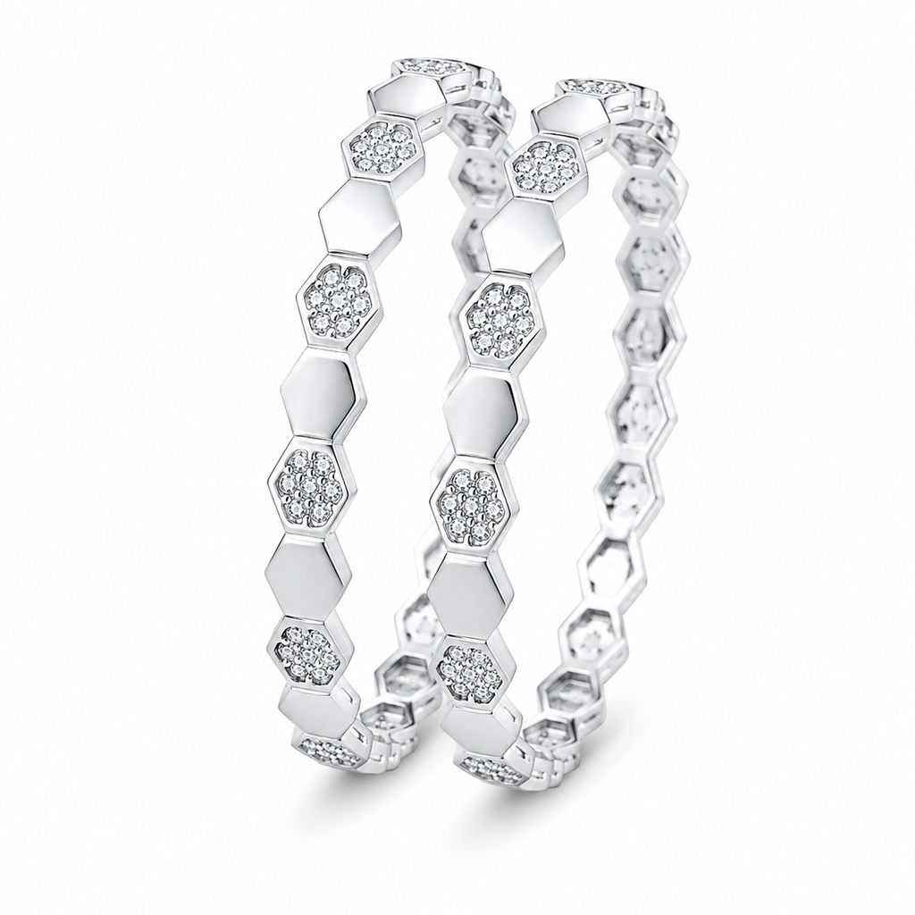 Marvel Silver Geometric Hexagonal Bangle