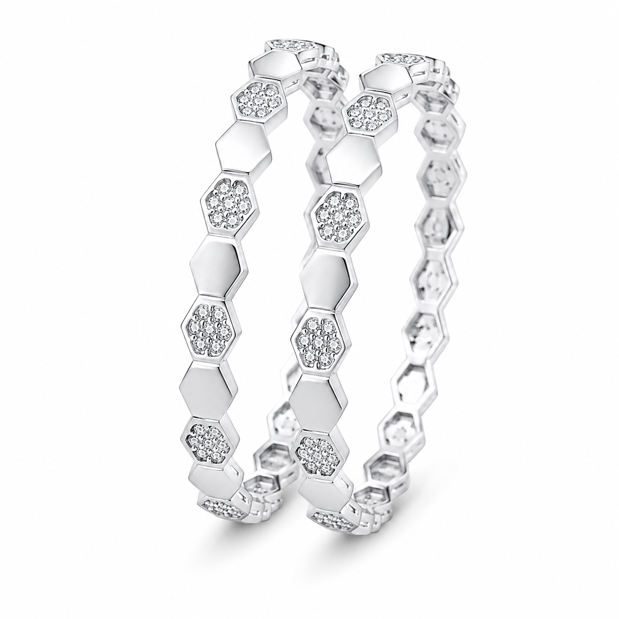 Marvel Silver Geometric Hexagonal Bangle