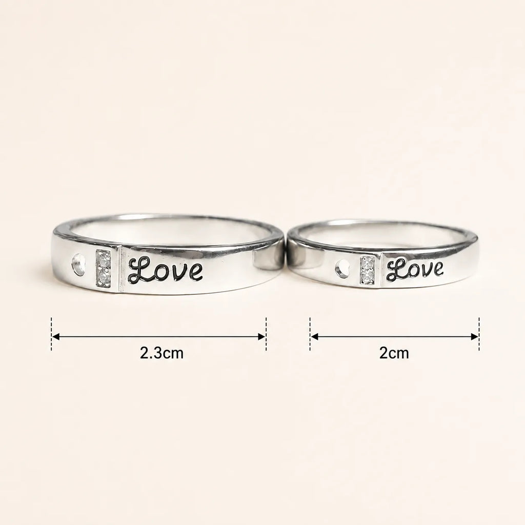 Silver Love Couple Rings with Stone Detailing for Him and Her – Marvel Silver